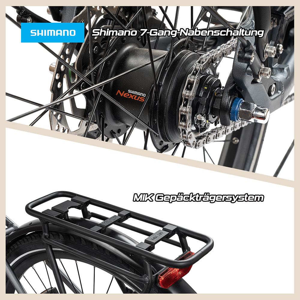 REX Commuter+ Cityrad E-Bike 28 Zoll, Mittelmotor, Pedelec Damen & Herren