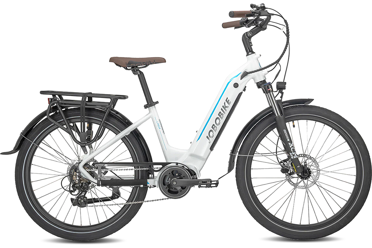 JOBOBIKE E-Bike Linda Leistungsstarkes Elektrofahrrad mit 26" Reifen 250W, 7 Gang, Mittelmotor, (1 tlg), Komfortabler Fahrspaß, Ausdauernder Akku, Vielseitige Schaltung