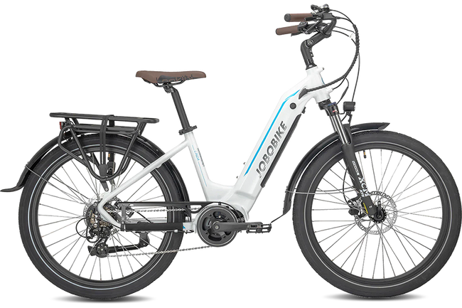 JOBOBIKE E-Bike Linda Leistungsstarkes Elektrofahrrad mit 26" Reifen 250W, 7 Gang, Mittelmotor, (1 tlg), Komfortabler Fahrspaß, Ausdauernder Akku, Vielseitige Schaltung